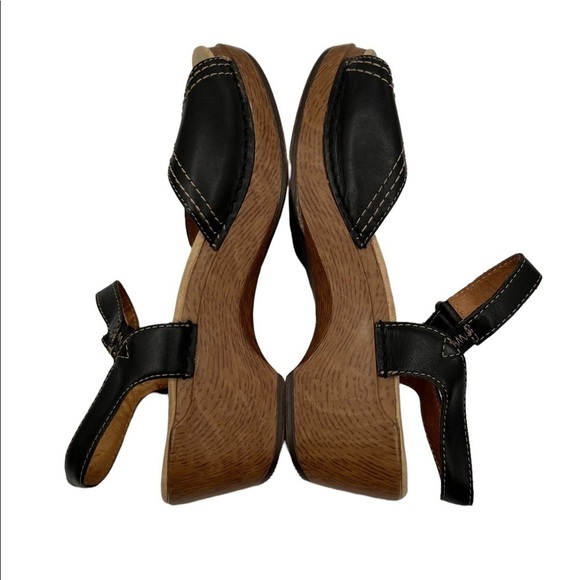 Dansko Black Sara Waxy Ankle Strap Platform Sandals Size 39 Women's - Picture 6 of 9